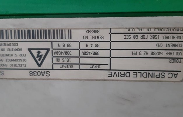 Azionamento mandrino CONTROL TECHNIQUES modello spindax uscita 18,5 kw USATO